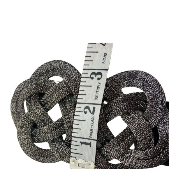 Novelty Stretch Elastic Belt Vintage 80s Women's Black Silver Tone Metal Clasp - Picture 7 of 13